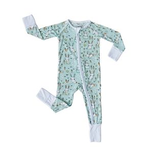 Little Sleeies Mint Bunnies Bamboo Zippered Sleeper